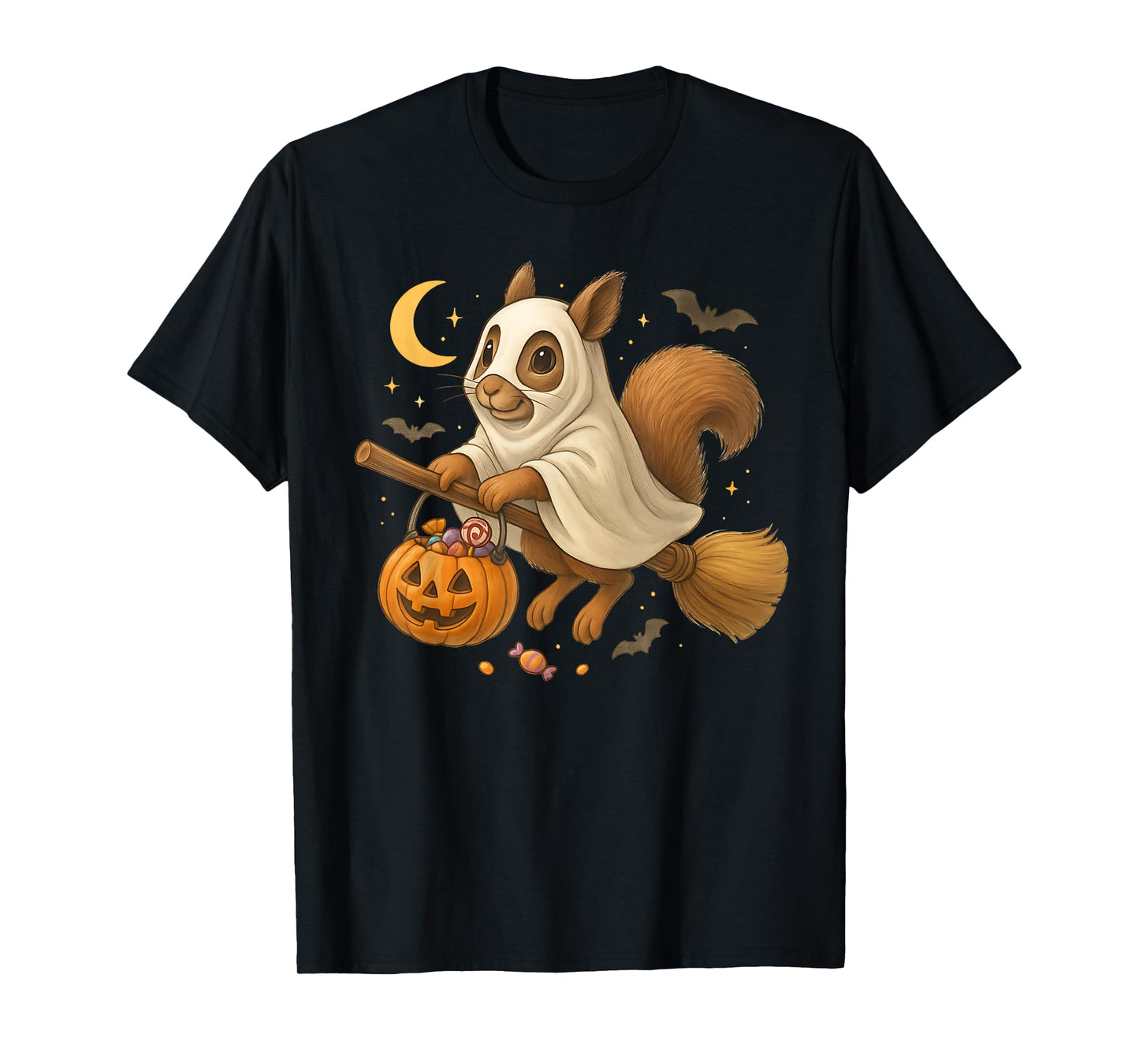 Funny Squirrel Ghost Pumpkin Spooky Halloween Costume T-Shirt