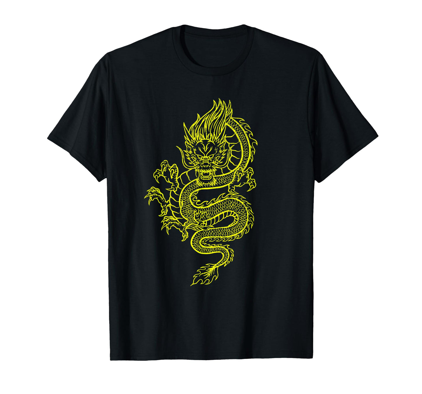 Large Yellow Dragon Graphic Design T-Shirt