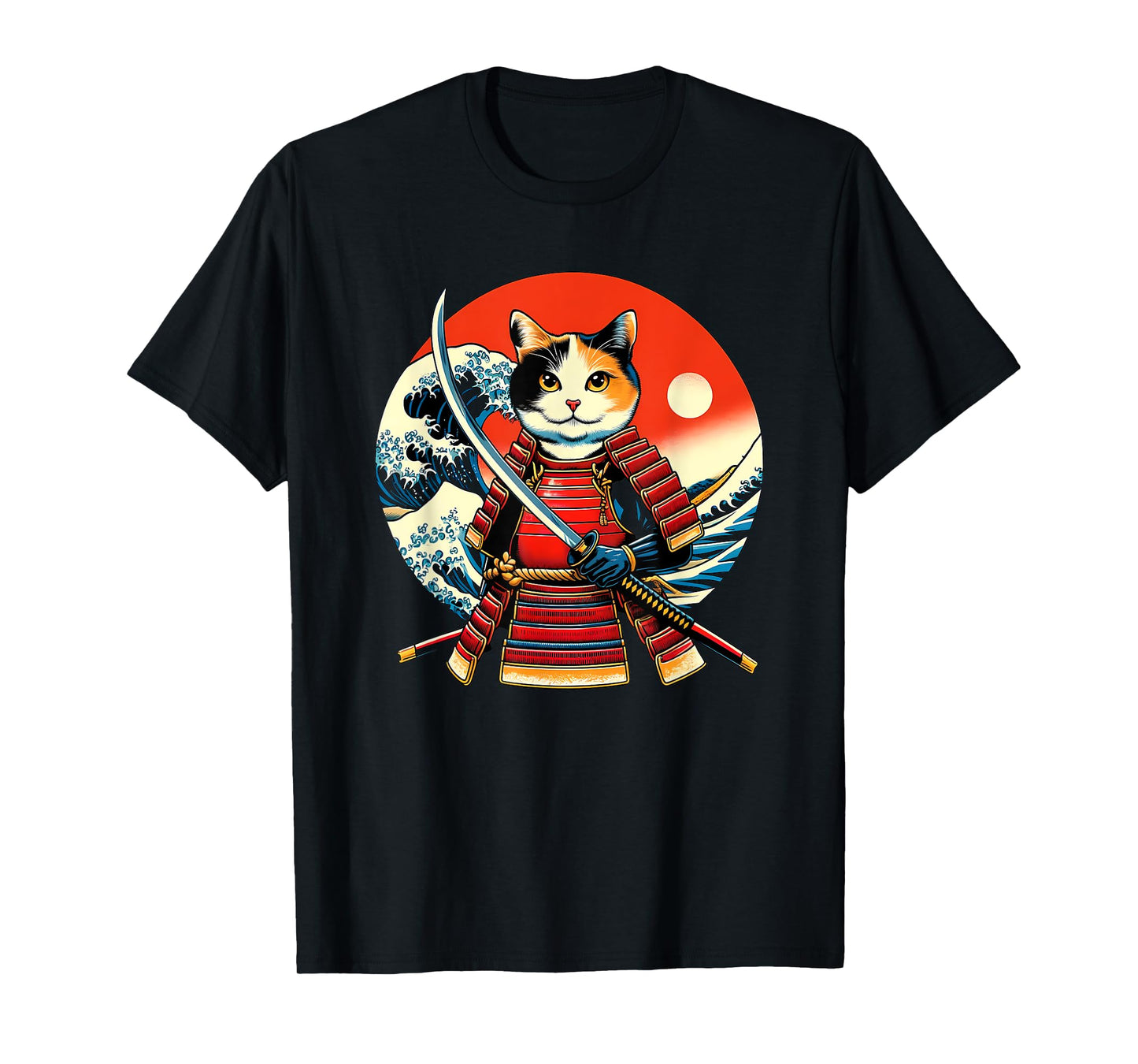 Otaku Calico Cat Samurai T-Shirt