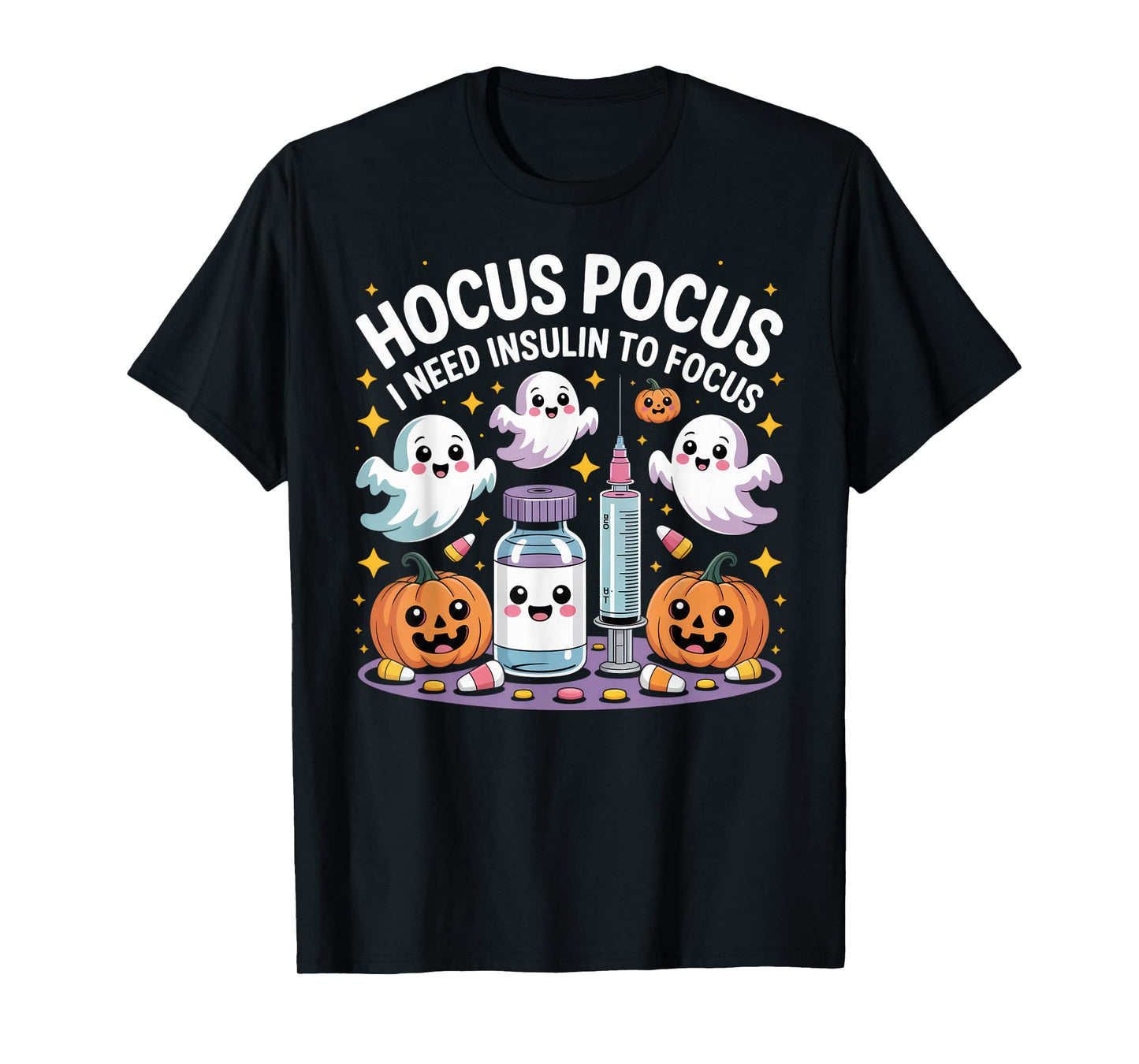 Hocus Pocus I Need Insulin to Focus Funny Halloween Diabetic T-Shirt