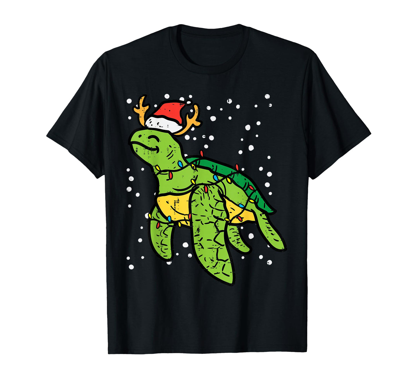 Sea Turtle Santa Christmas Lights Cute Xmas Men Women Kids T-Shirt