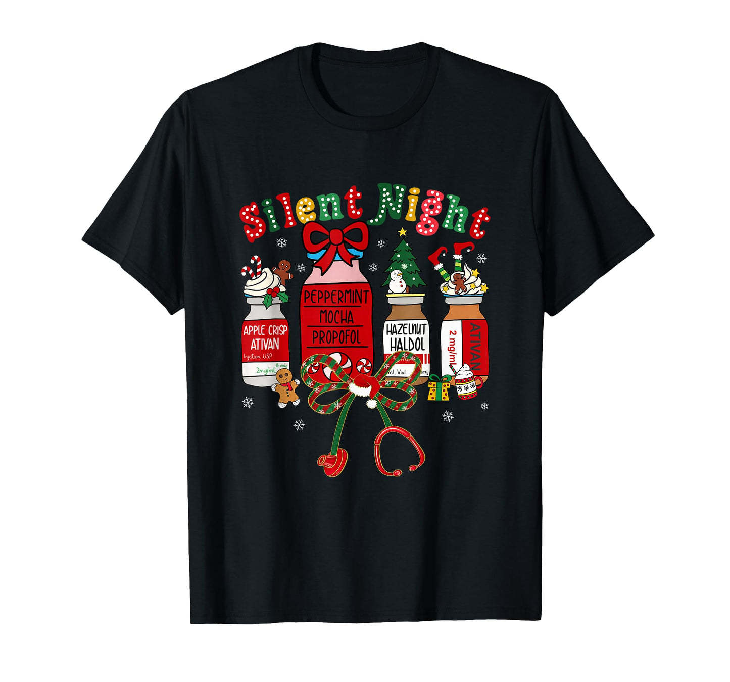 Silent Night Propofol Medical Nurse Christmas RN ICU Nursing T-Shirt
