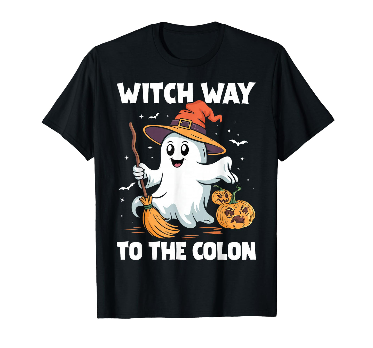 Witch Way to the Colon Cute Ghost Halloween Endoscopy Nurse T-Shirt