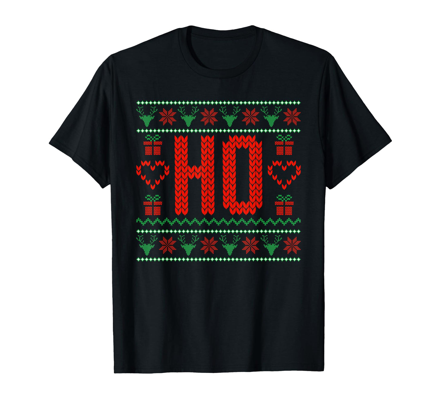 Where My Ho's at Ugly Christmas Sweater Couples Matching T-Shirt