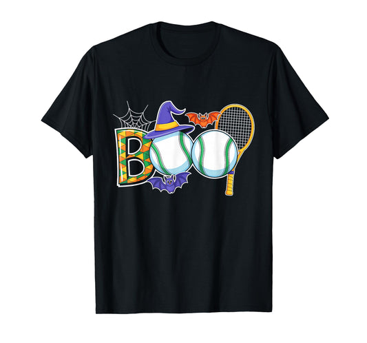 Tennis Boo Creepy Halloween Costume Pumpkin Tennis Lover T-Shirt