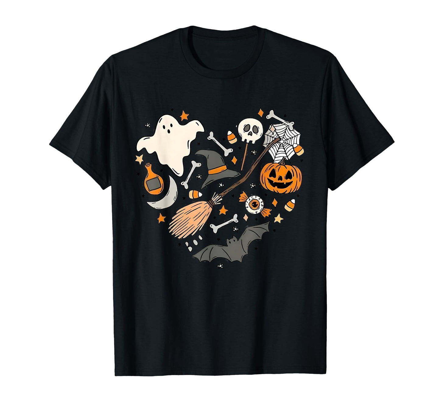 Halloween Doodle Heart Cute Halloween Costume Ghost Funny T-Shirt
