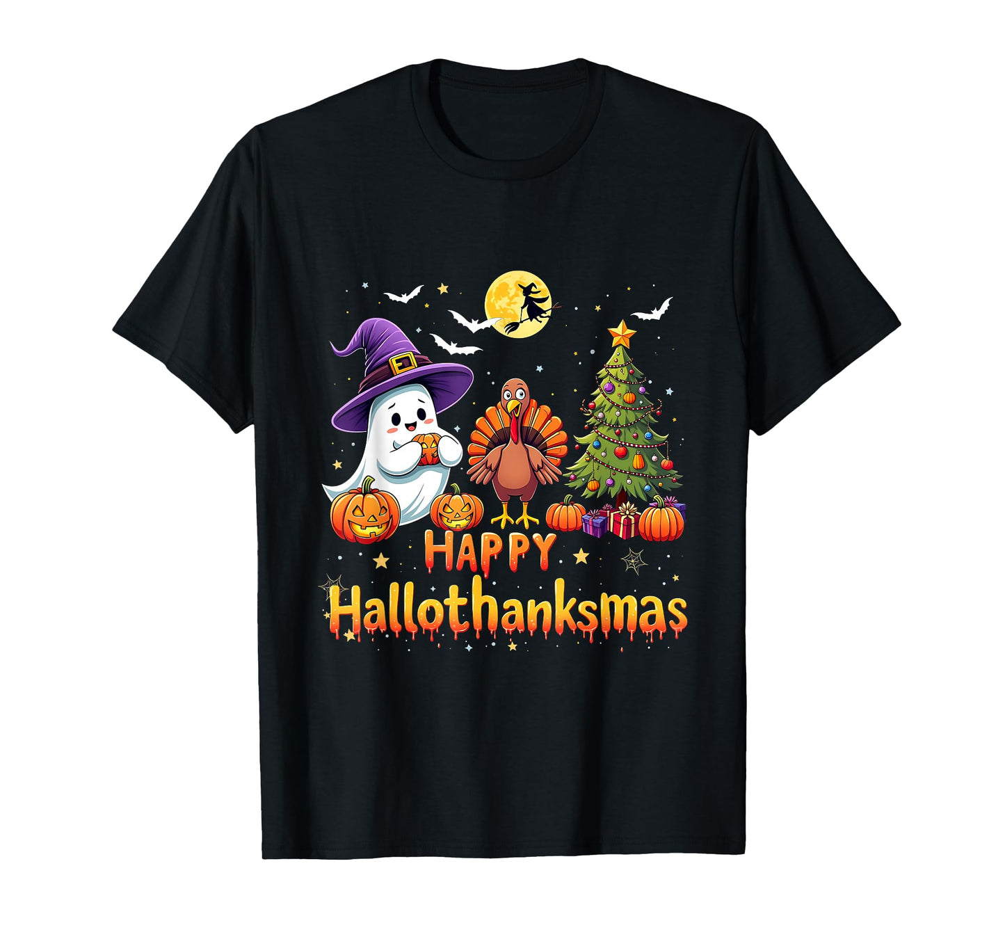 Vintage Happy Hallothanksmas Halloween Thanksmas T-Shirt