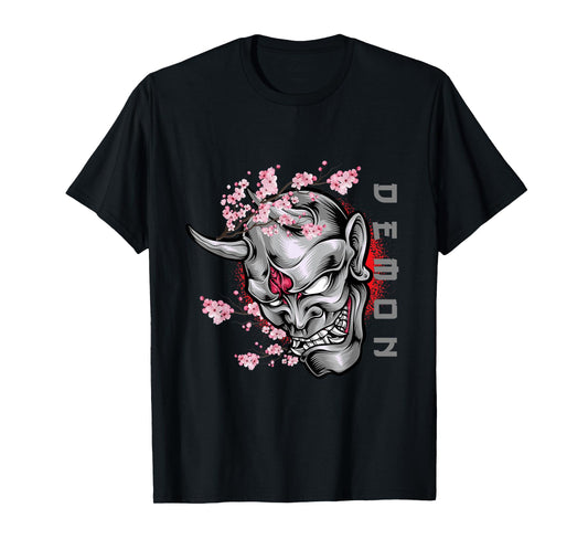 Cool Japanese Demon Oni Face Otaku Anime Style Manga Art T-Shirt