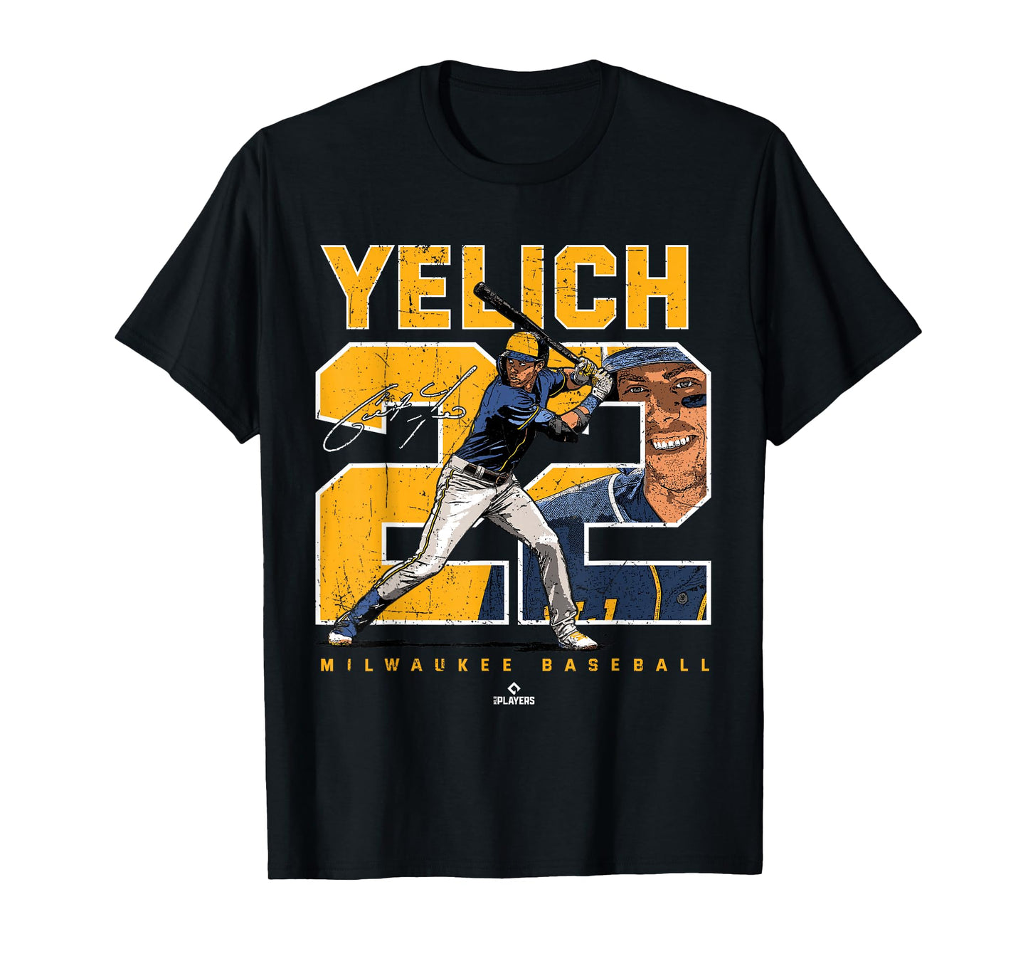 Number and Portrait Christian Yelich Milwaukee MLBPA T-Shirt