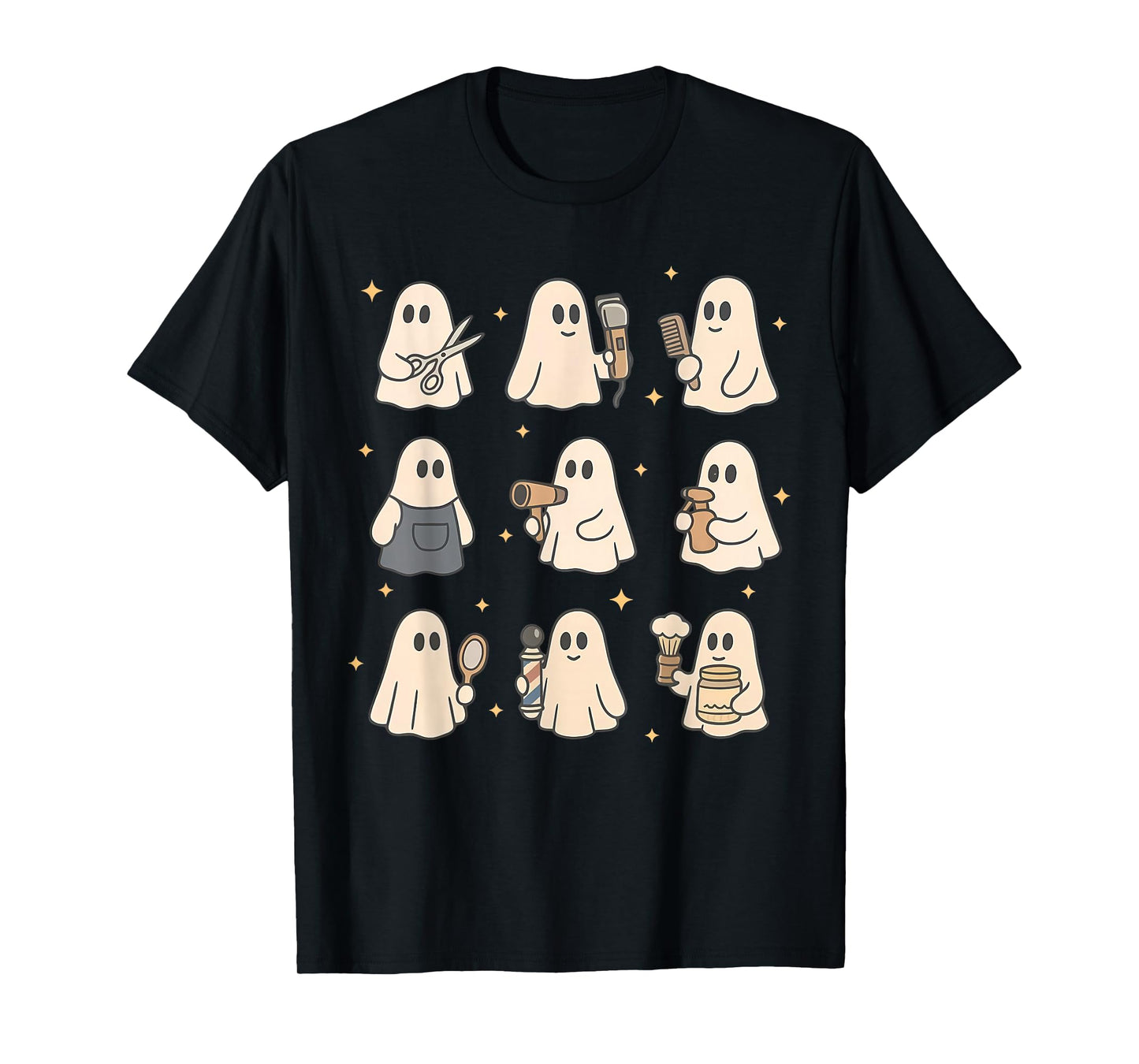 Hairdresser Ghost Halloween Spooky Ghosts Barber Hairstylist T-Shirt