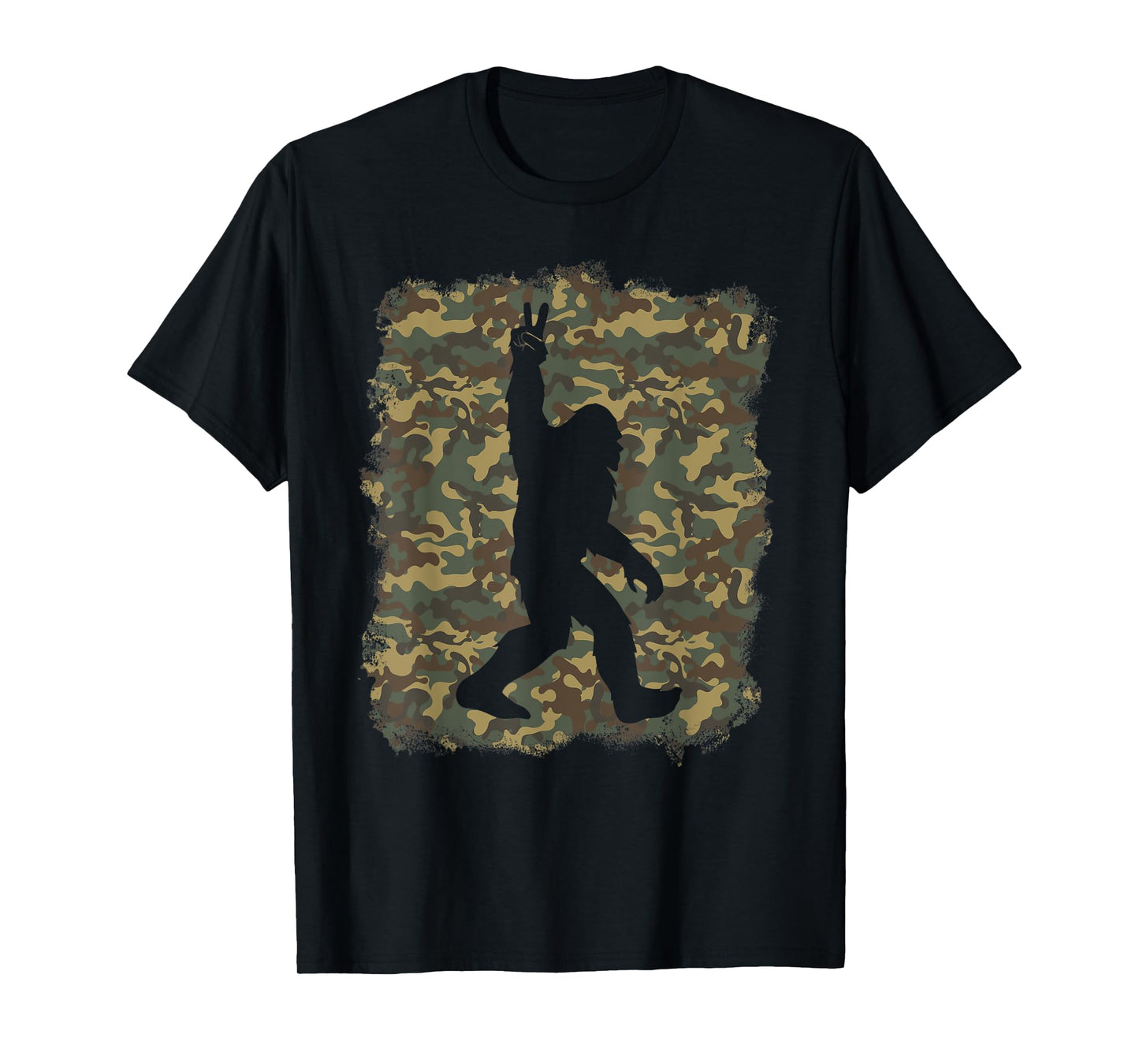 Bigfoot Sasquatch Peace Big Foot Squatch Army Camouflage Men T-Shirt