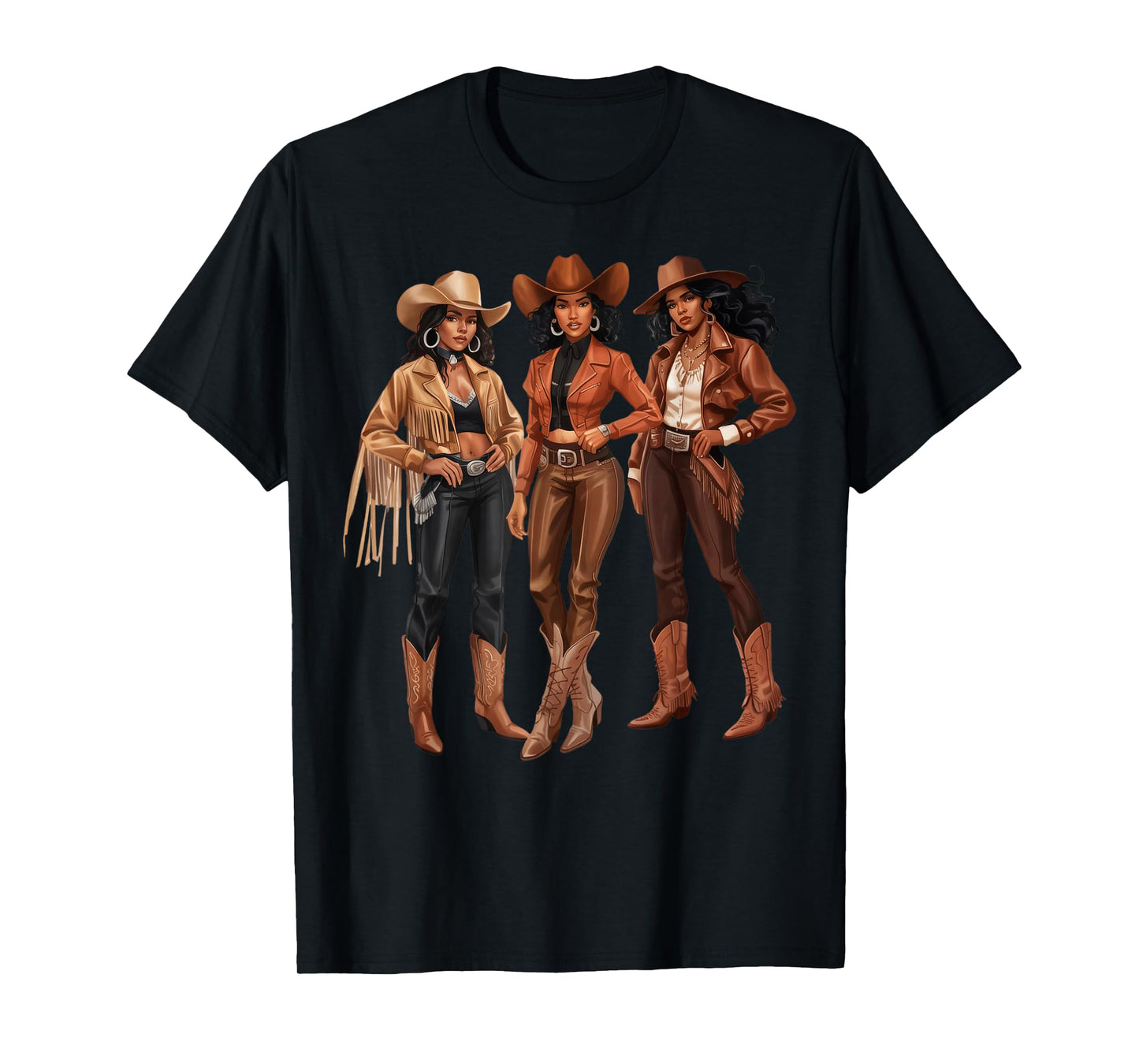 Black African American Cowgirl Western Country Texas Rodeo T-Shirt