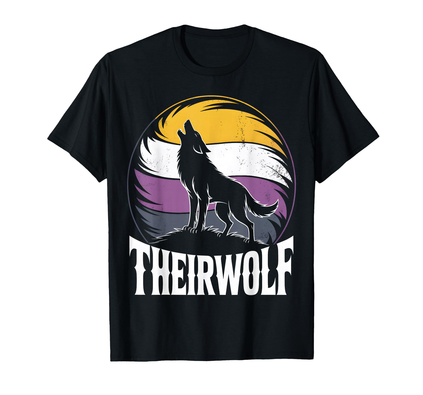 Theirwolf Non-Binary Pride Werewolf T-Shirt
