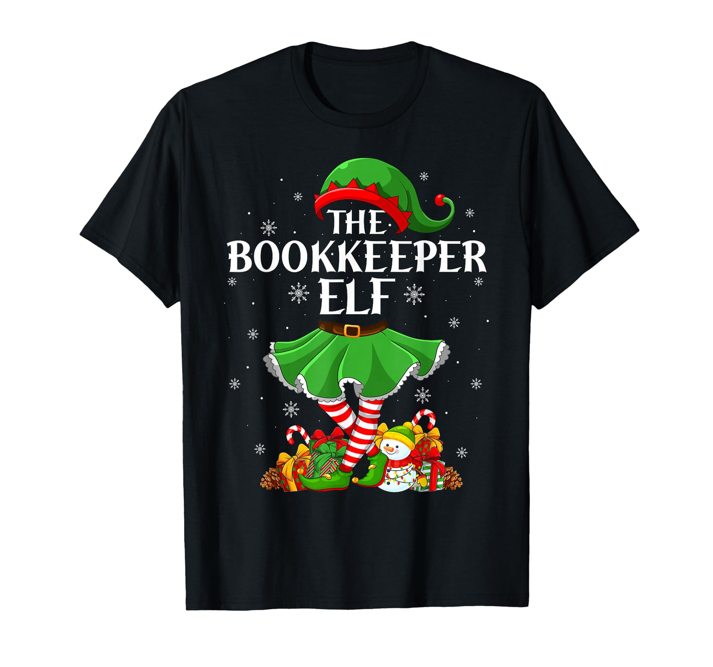 Bookkeeper Elf Christmas Family Elf Squad Xmas Girls Women T-Shirt