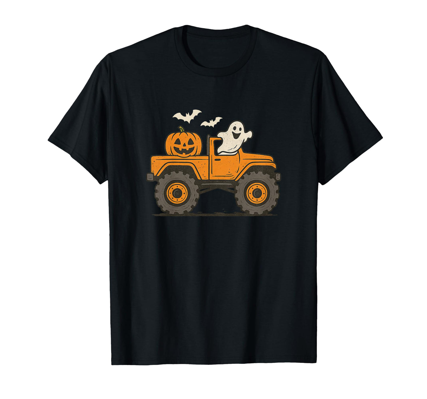 Monster Truck Ghost Pumpkin Halloween Costume Toddler Boys T-Shirt