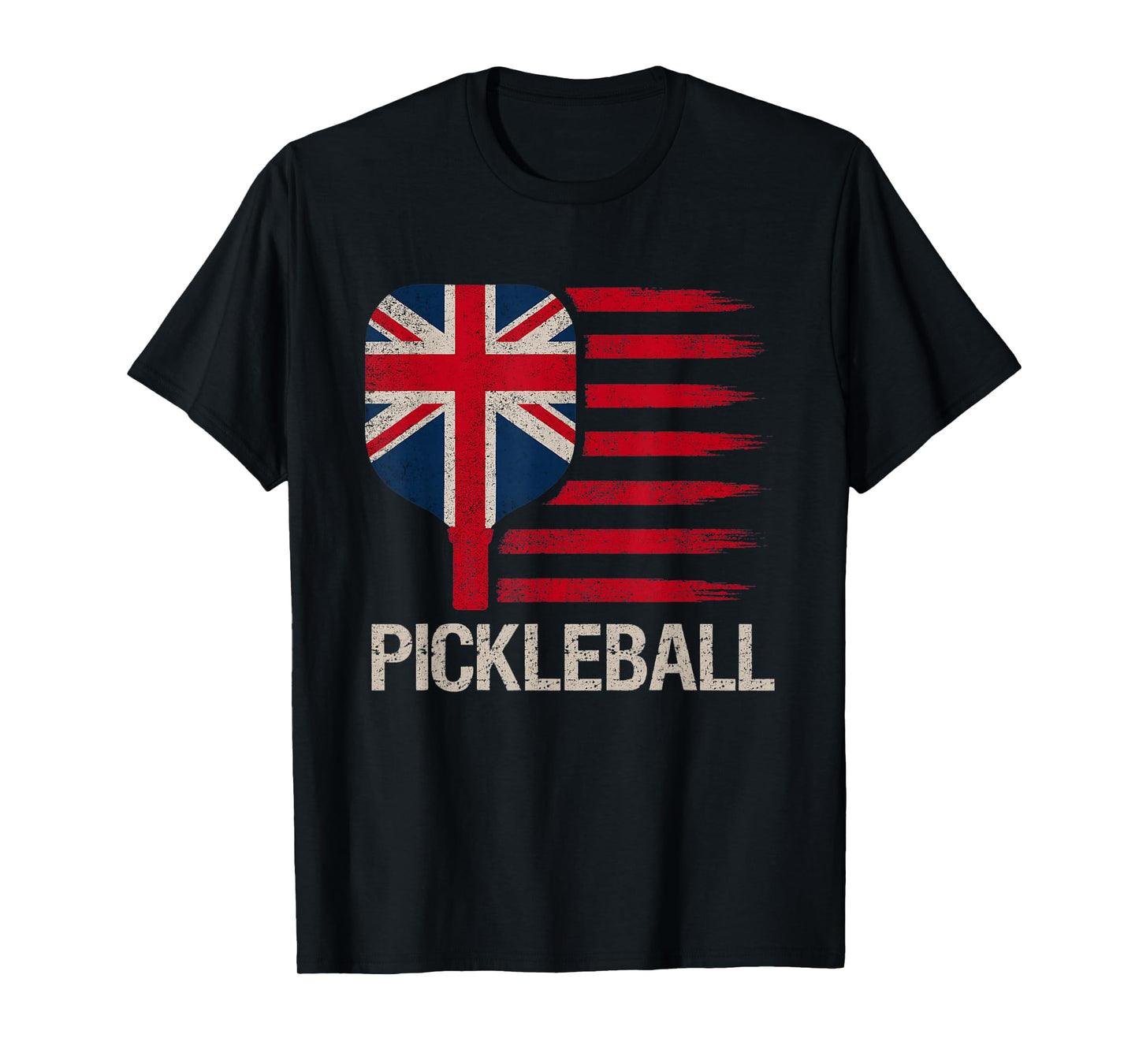 Pickleball Lover Player Paddle UK Flag Grunge T-Shirt