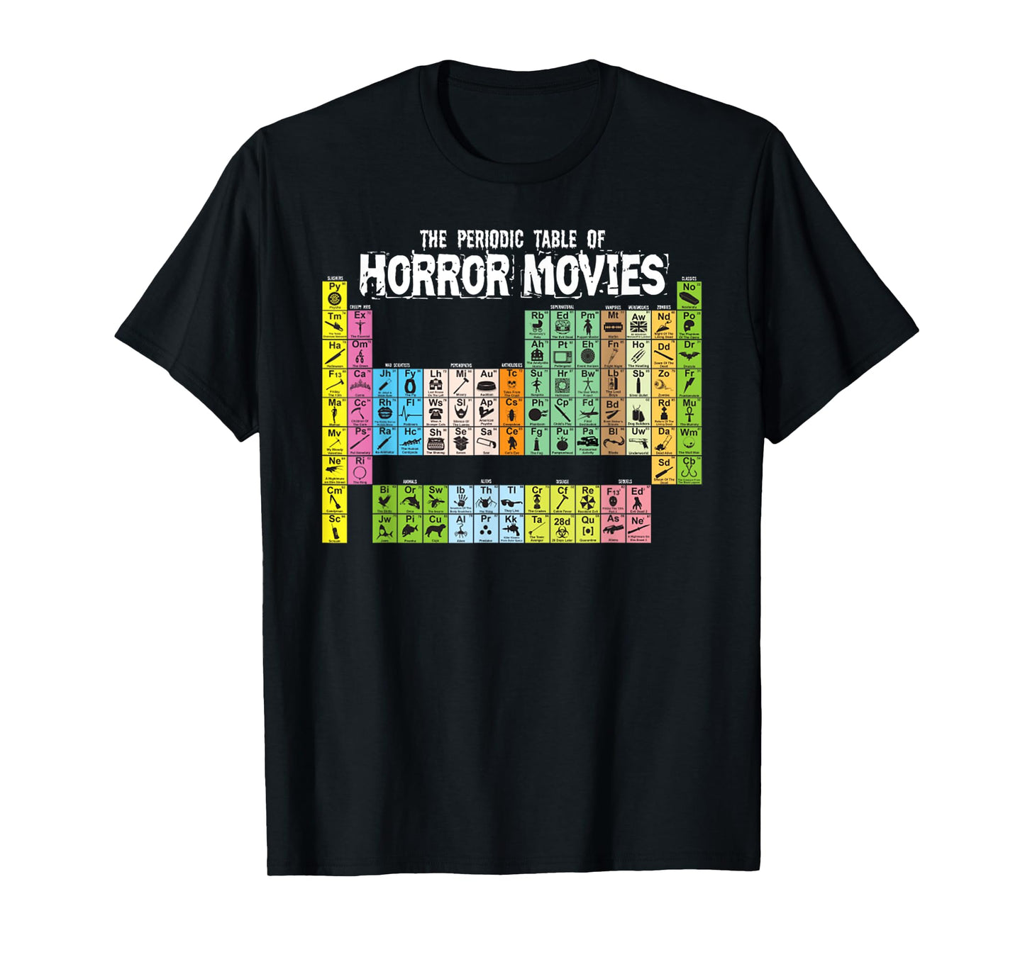 The Periodic Table Of Horror Movies Chemistry Science Lover T-Shirt