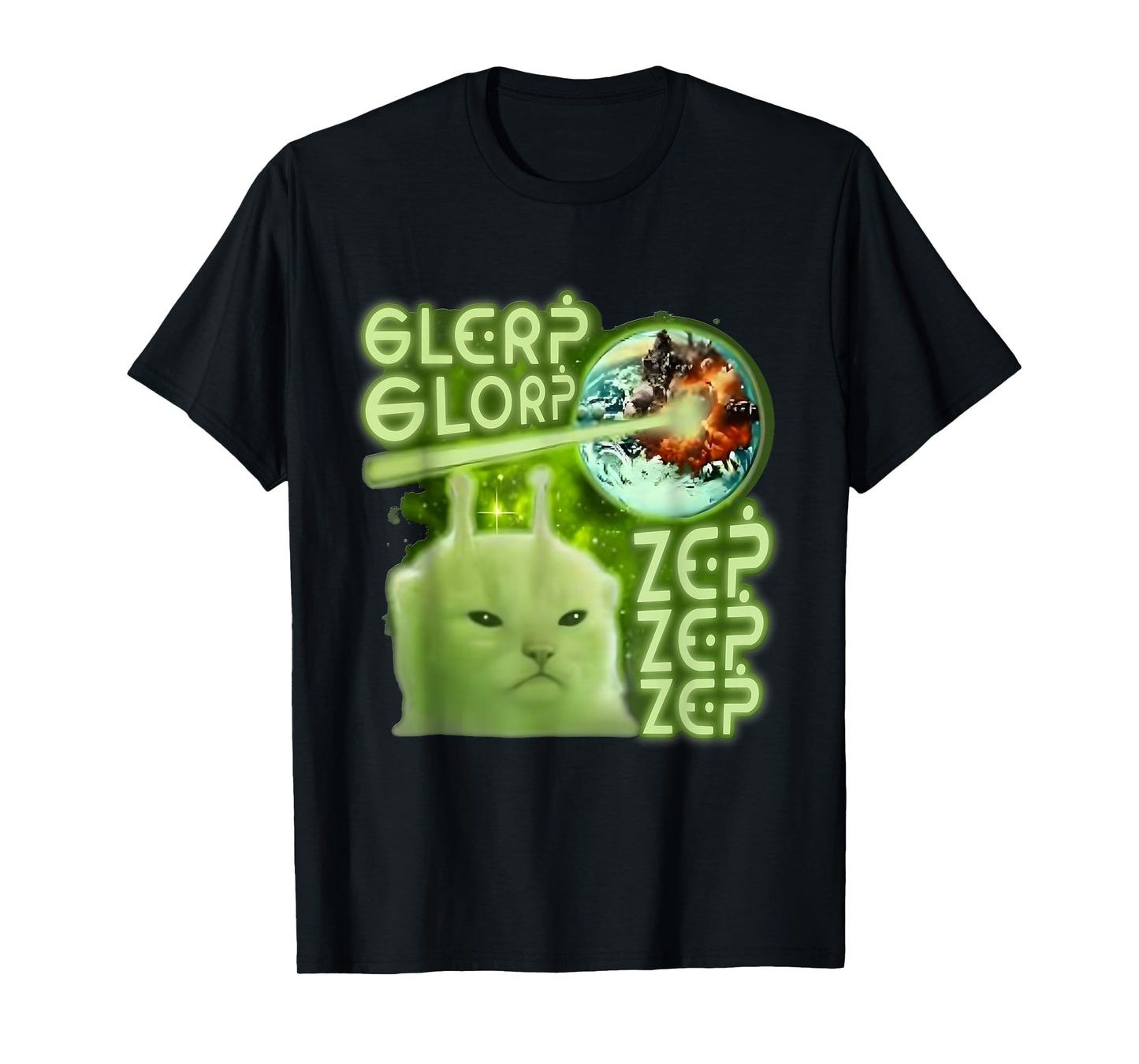 Alien Cat Glerp Glorp Zep Zep Zep - Cat Alien T-Shirt
