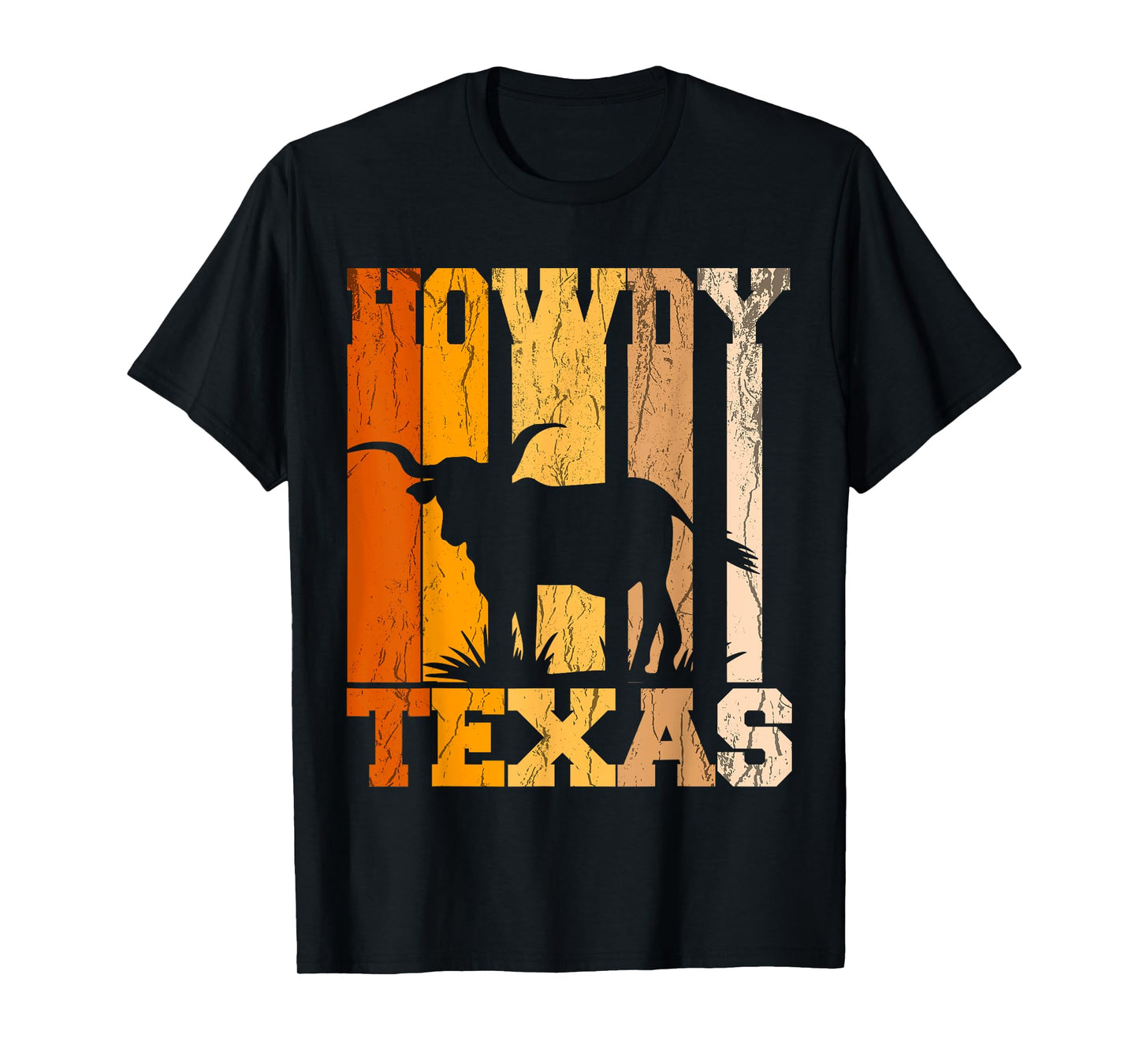Howdy from Texas with Longhorn - Distressed Western T-Shirt