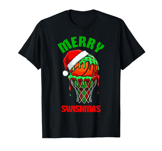 Merry Swishmas Basketball Ugly Christmas Xmas Men Boys Kids T-Shirt