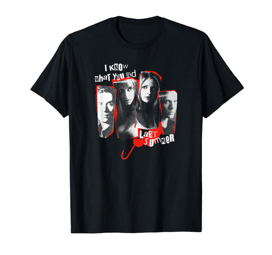 IKWYDLS Ripped Up Character Collage Retro Horror Movie T-Shirt