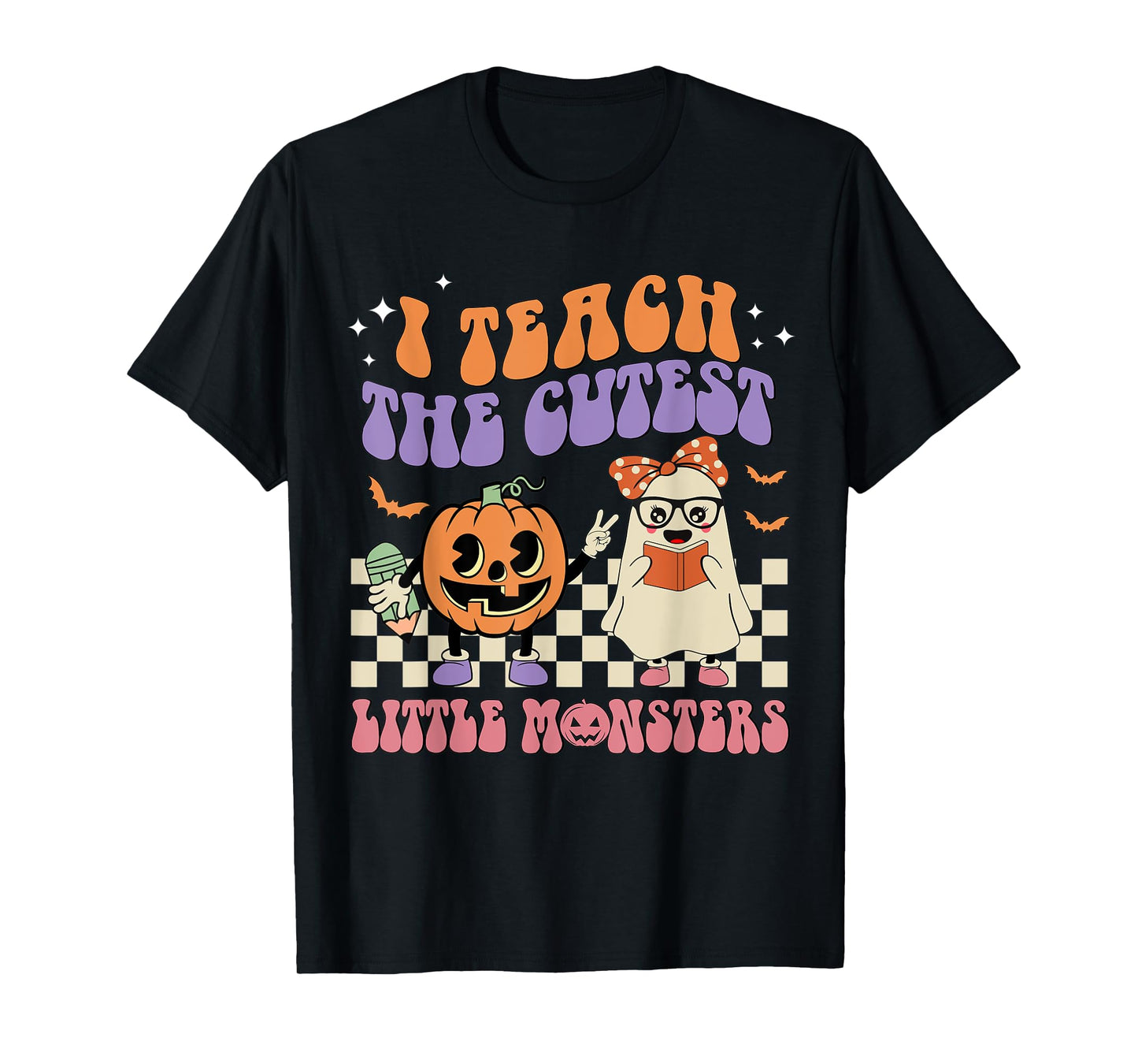 I Teach The Cutest Little Monster Retro Teacher Halloween T-Shirt