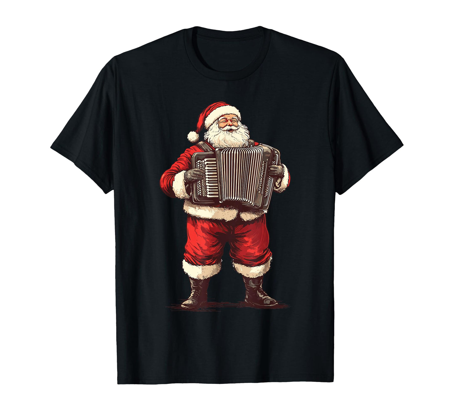 Santa Playing Accordion Funny Accordion Player Christmas T-Shirt