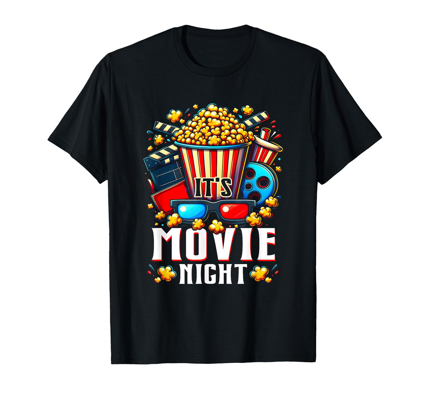 Humorous Movie Lover It's Movie Night With Popcorn Cinema T-Shirt