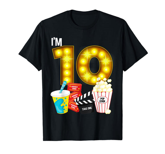 Movie Night Party 10th Birthday Movie Theme Kids Birthday T-Shirt