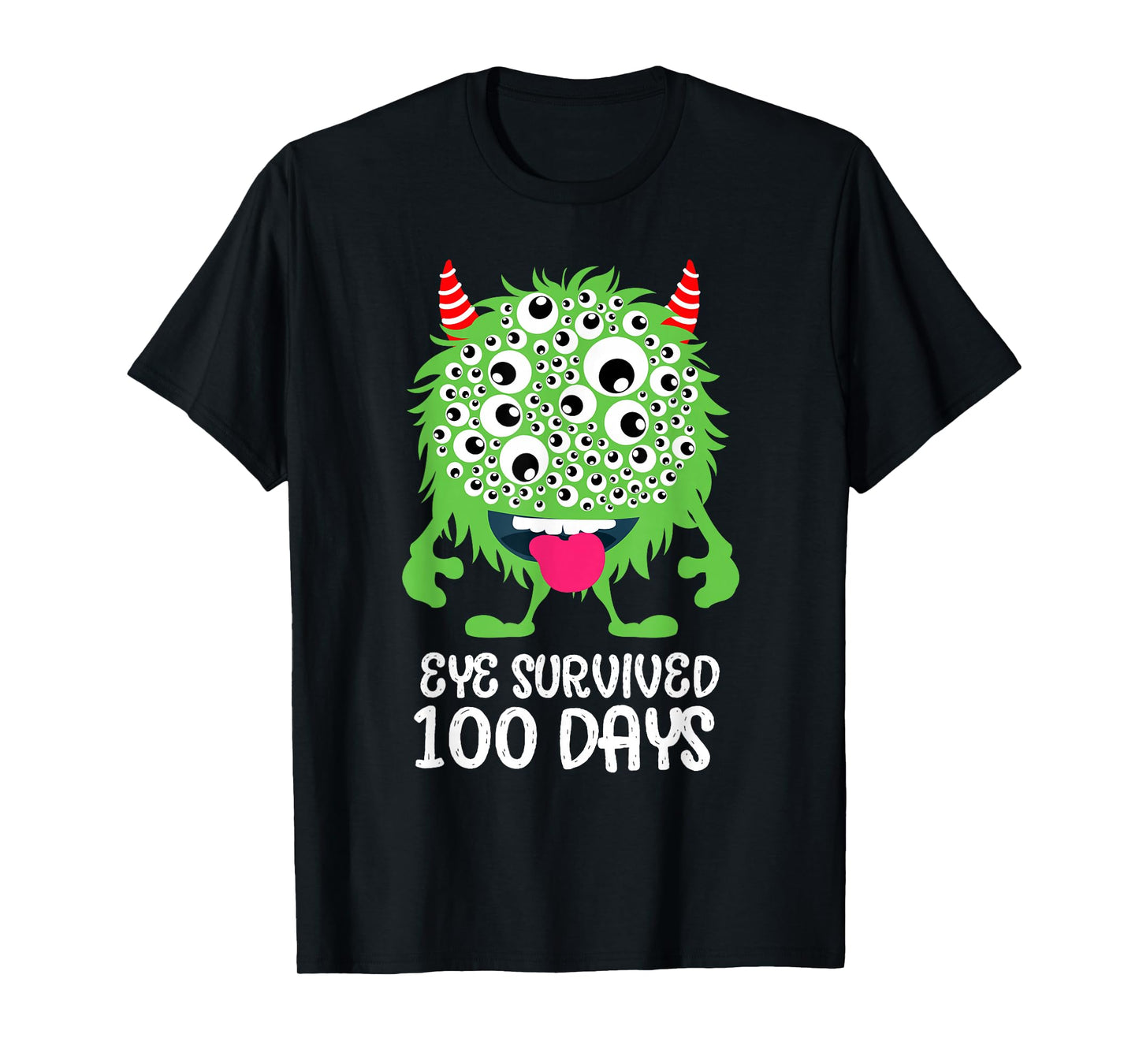 Eye Survived 100 Days Of School Monster Lover Teacher Kids T-Shirt