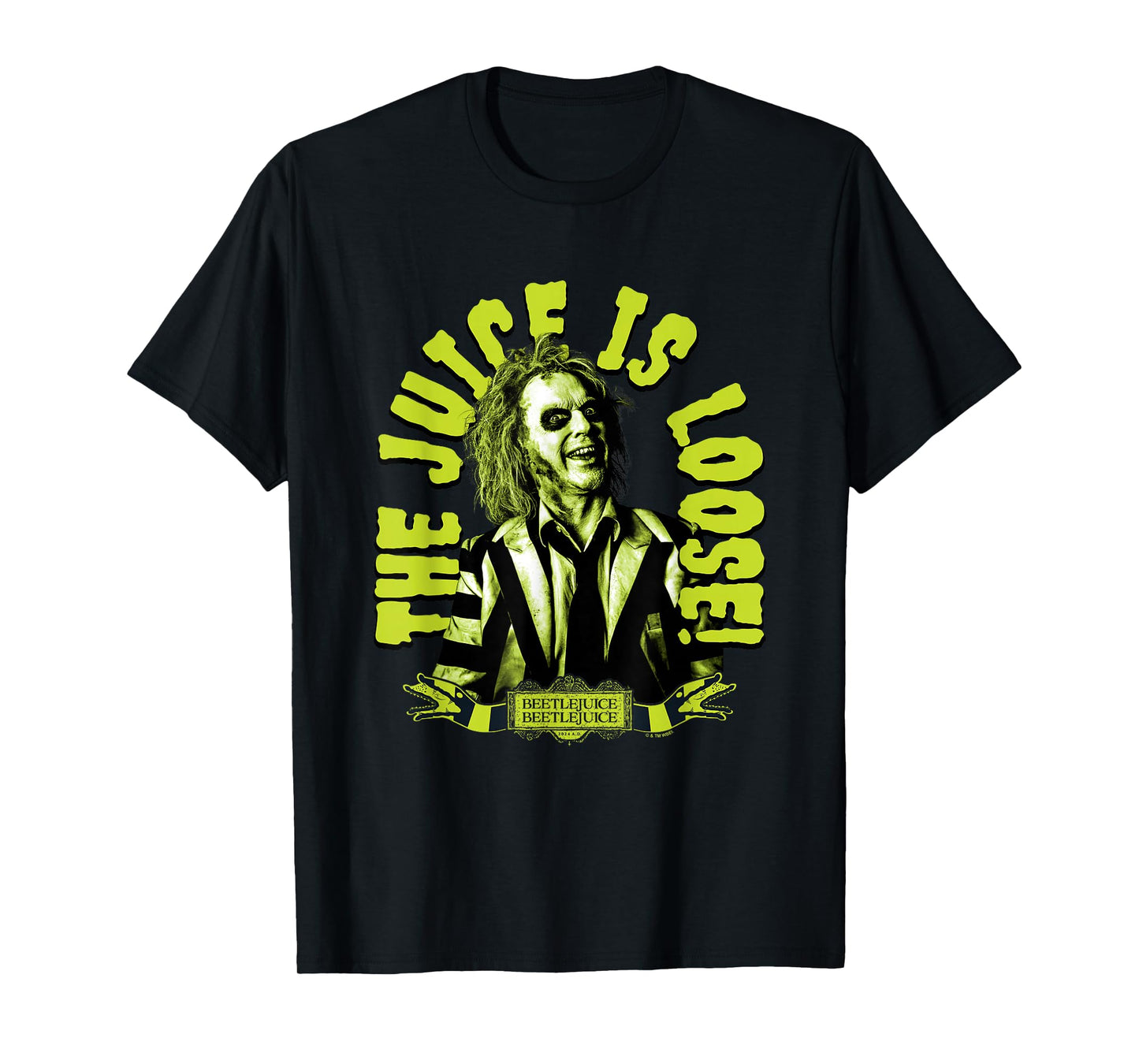 Beetlejuice Beetlejuice The Juice Is Loose! Neon Portrait T-Shirt