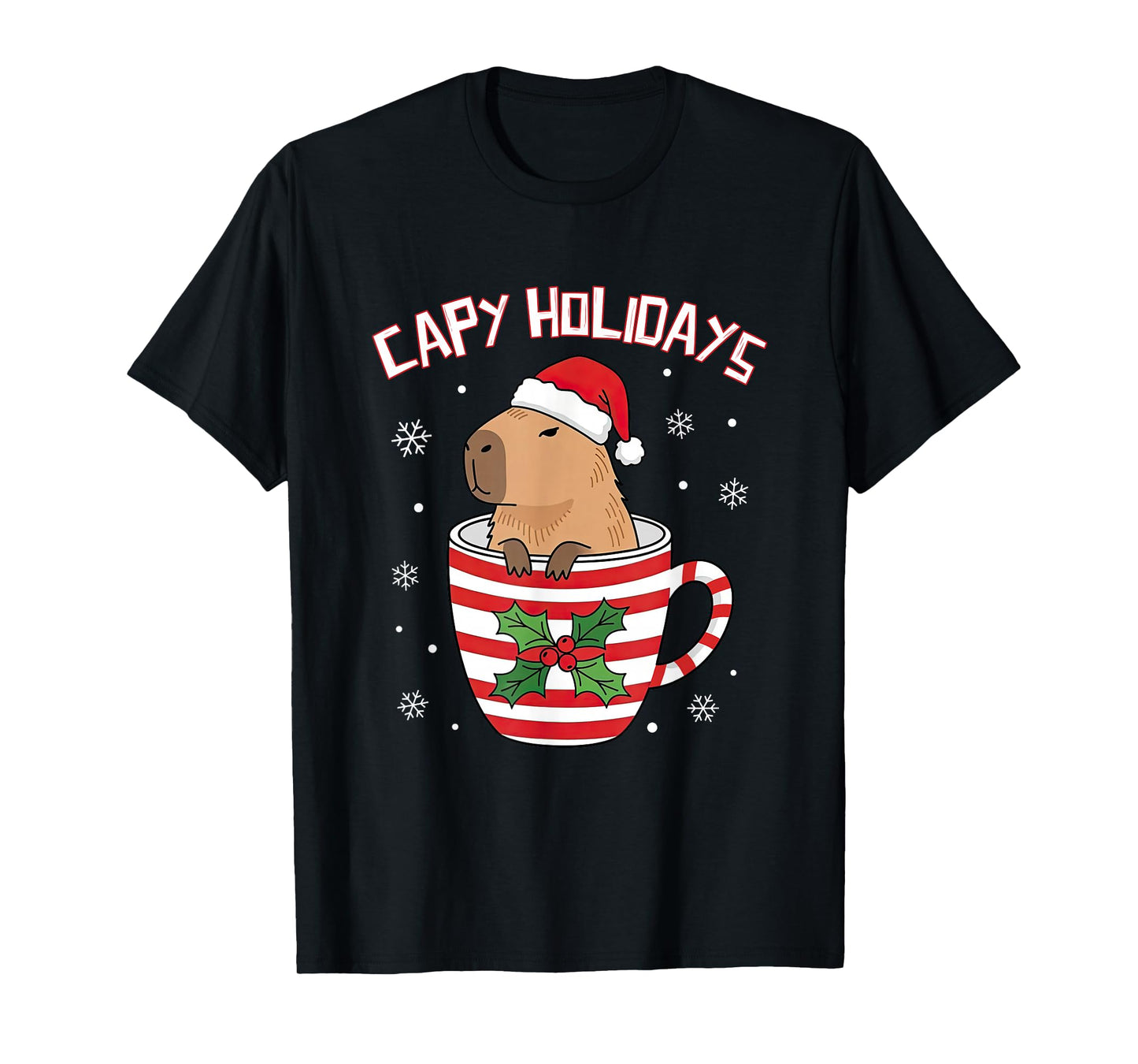 Capy Holidays Christmas Capybara Santa Hat Xmas Boys Girls T-Shirt