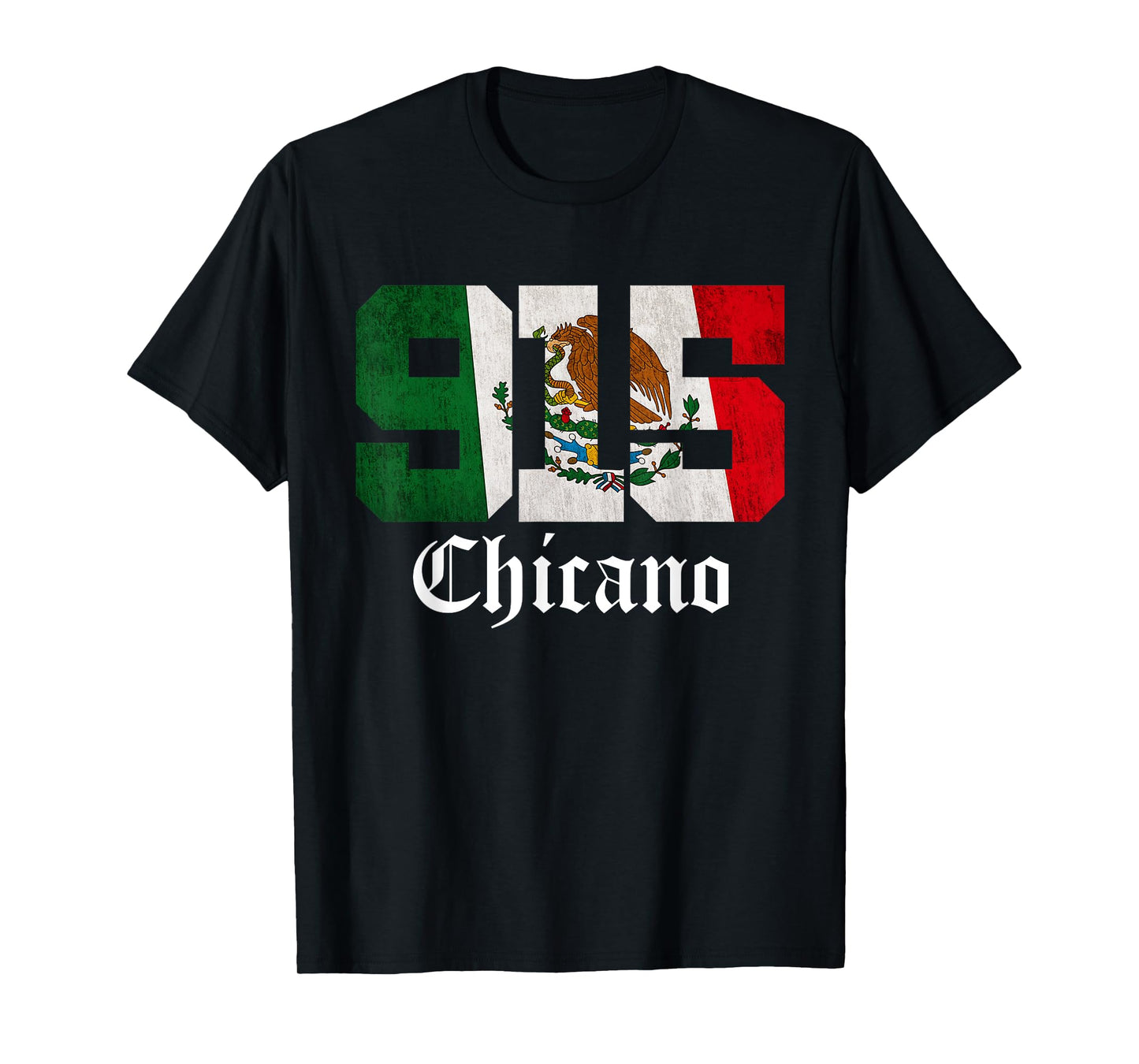 Mens Mexican Flag Chicano Apparel Texas 915 Area Code T-Shirt