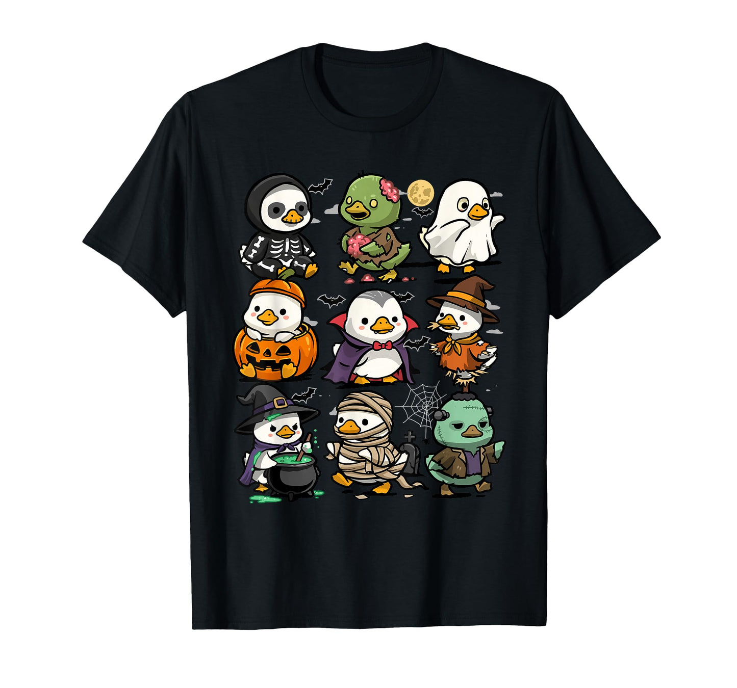 Halloween Ducks Funny Spooky Duck Ghost Vampire Creepy T-Shirt