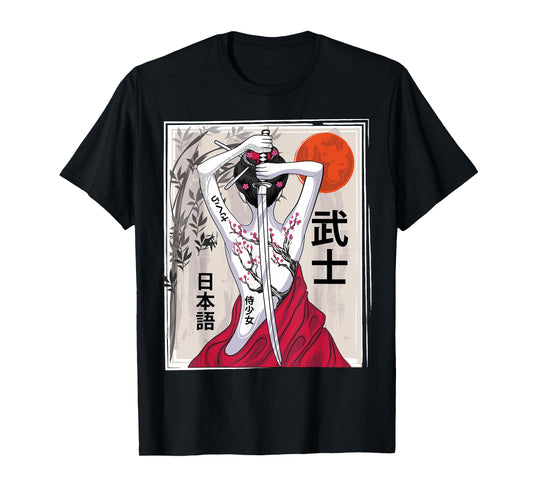 Japanese Samurai Culture Scenery Vintage Sakura Cherry T-Shirt