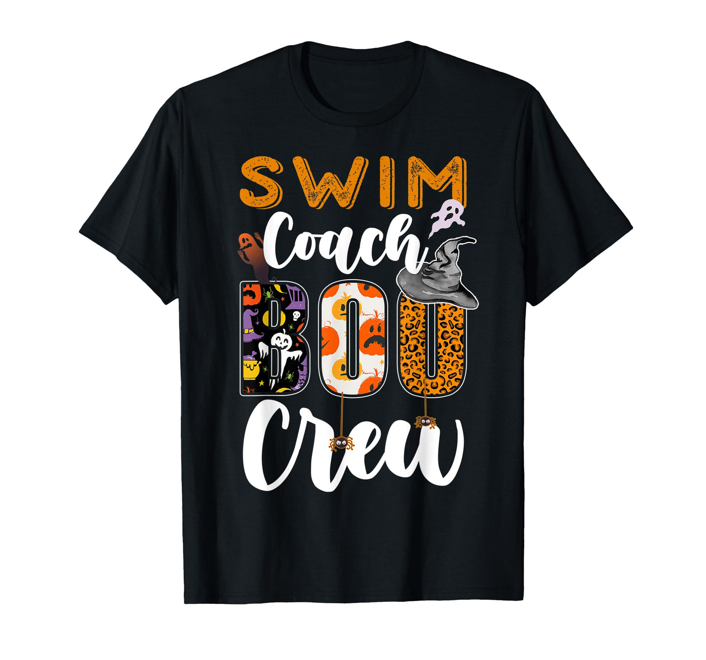 Swim Coach Boo Crew Ghost Funny Swimmer Halloween Matching T-Shirt