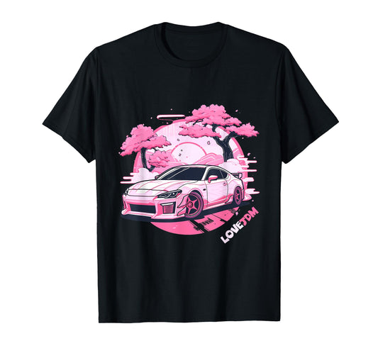 Love JDM Girl Racer Pink Japanese Race Car T-Shirt