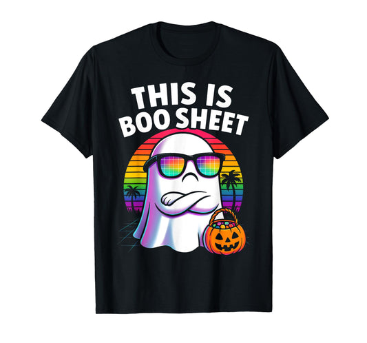 Retro This is Boo Sheet Halloween Ghost Funny Men Women Kid T-Shirt