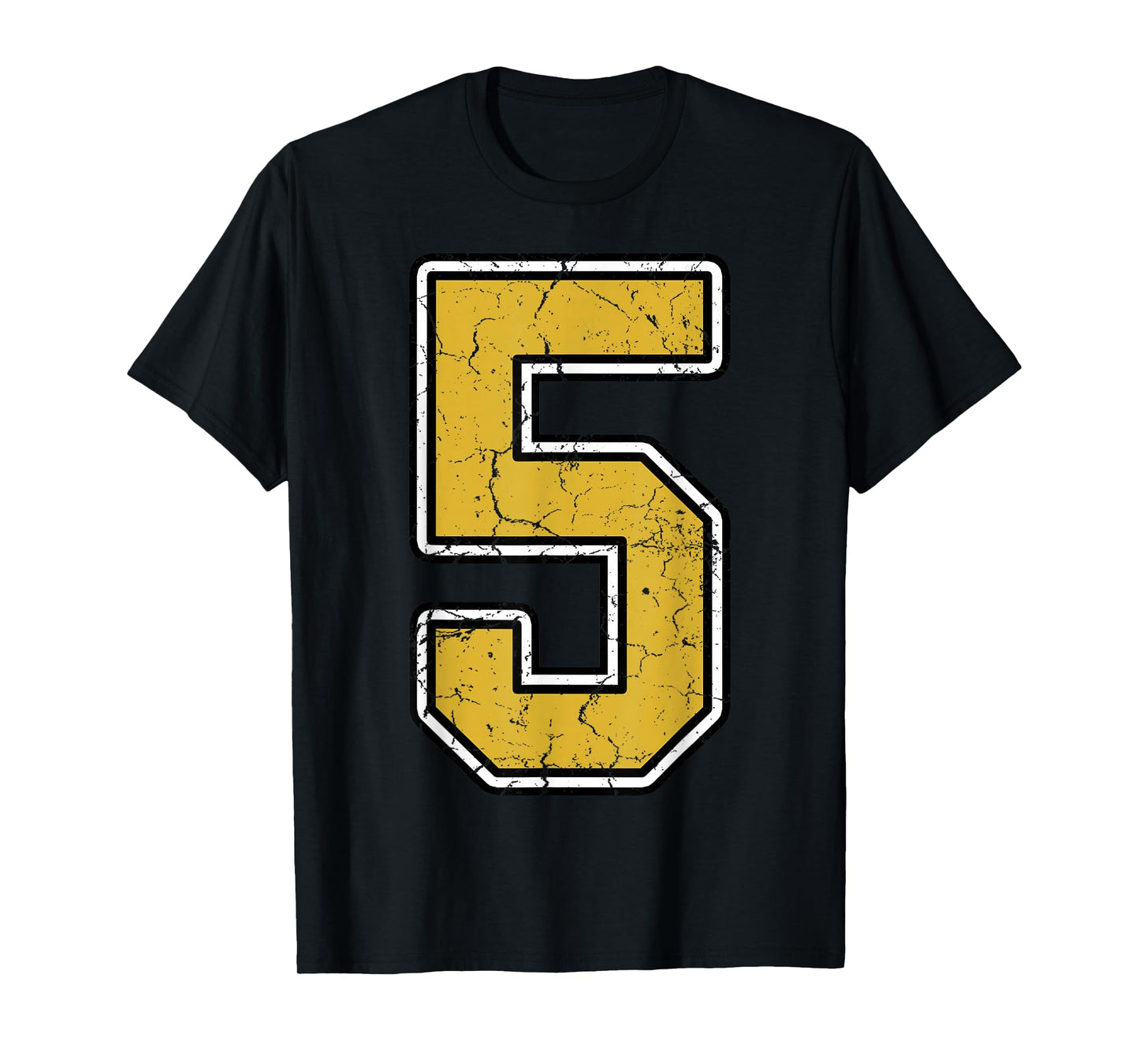 Old Gold Black White Sports Number 5 Jersey Uniform Player T-Shirt