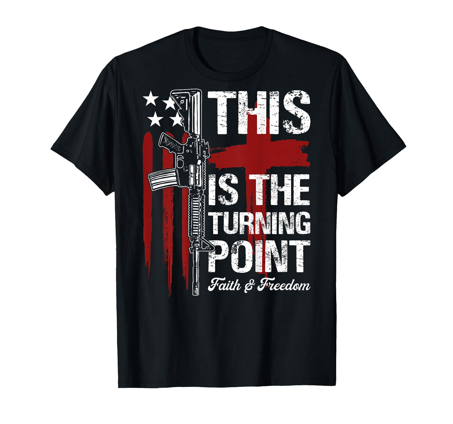 This is The Turning Point Faith Cross US Flag Patriotic Back T-Shirt