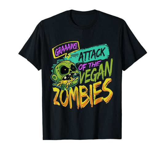 Attack Of The Vegan Zombies Vegetarian Halloween T-Shirt