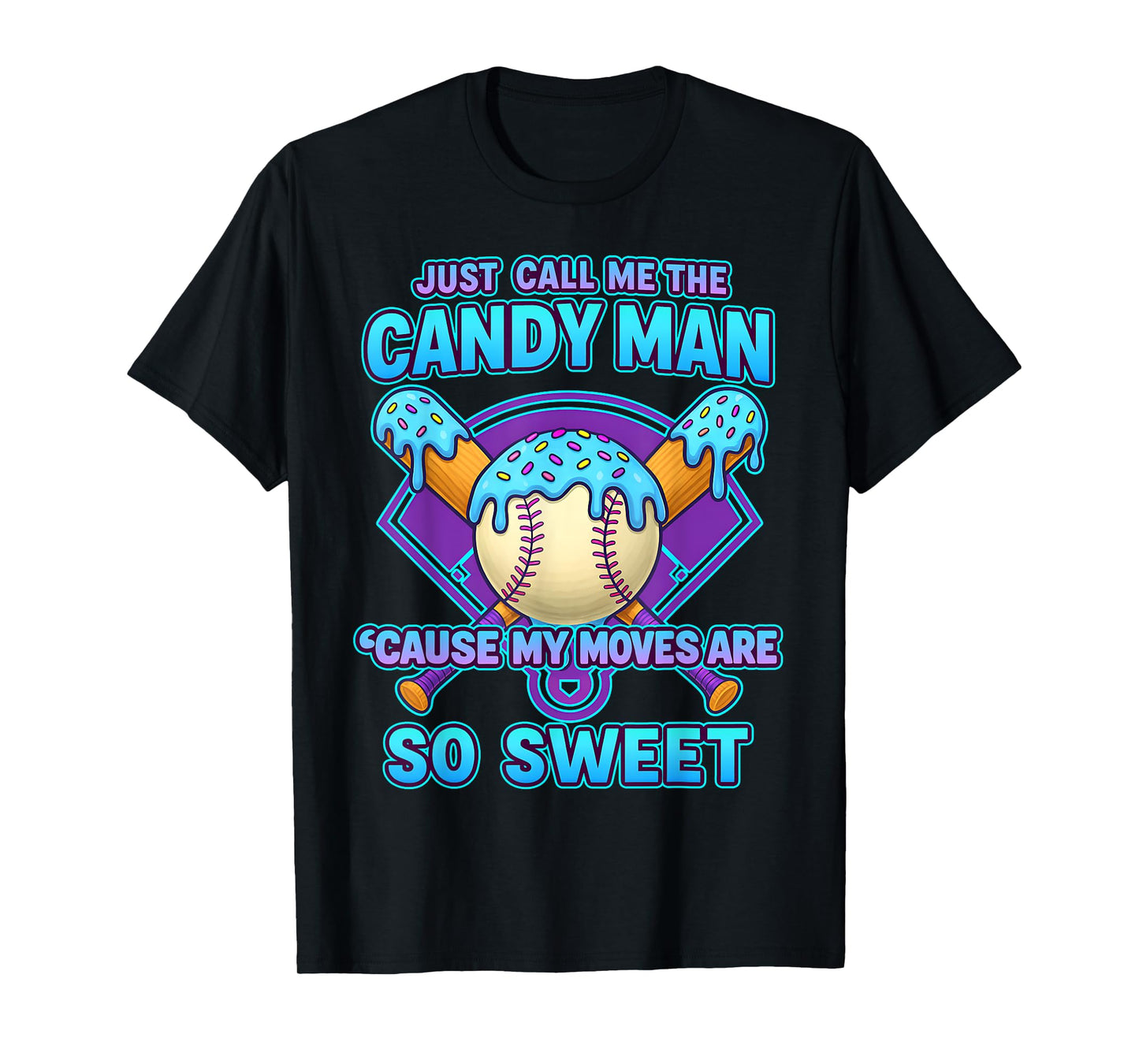 Baseball Drip Ice Cream Drip Just Call Me The Candy Man Blue T-Shirt