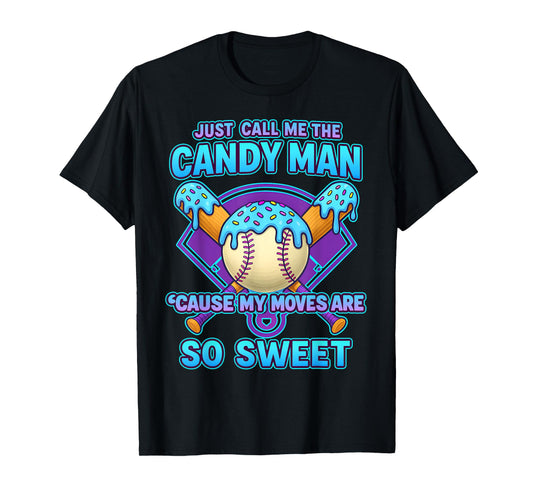 Baseball Drip Ice Cream Drip Just Call Me The Candy Man Blue T-Shirt