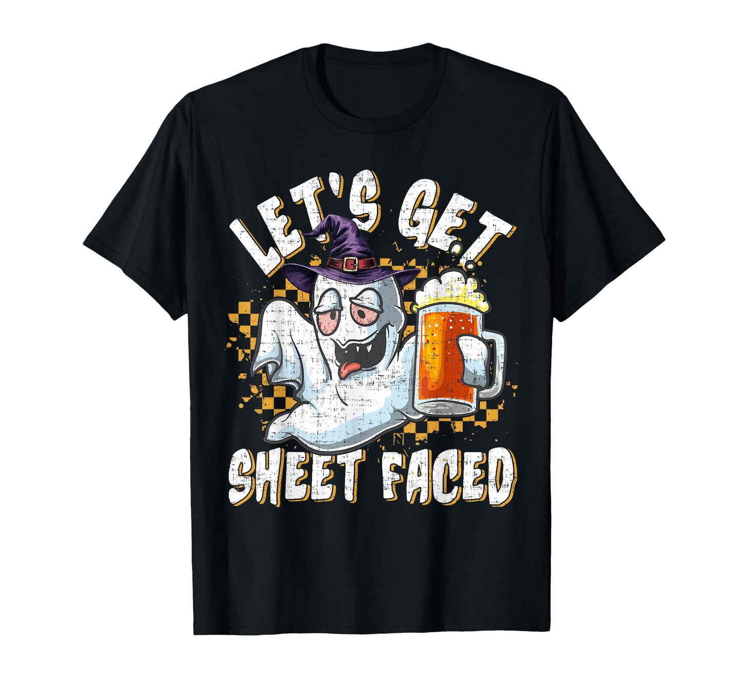 Let's Get Sheet Faced Funny Ghost Beer Halloween Party T-Shirt