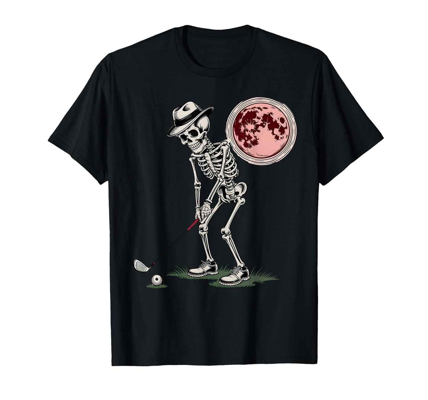 Skeleton Golfer Golf Player Funny Men Dad Golf Halloween T-Shirt