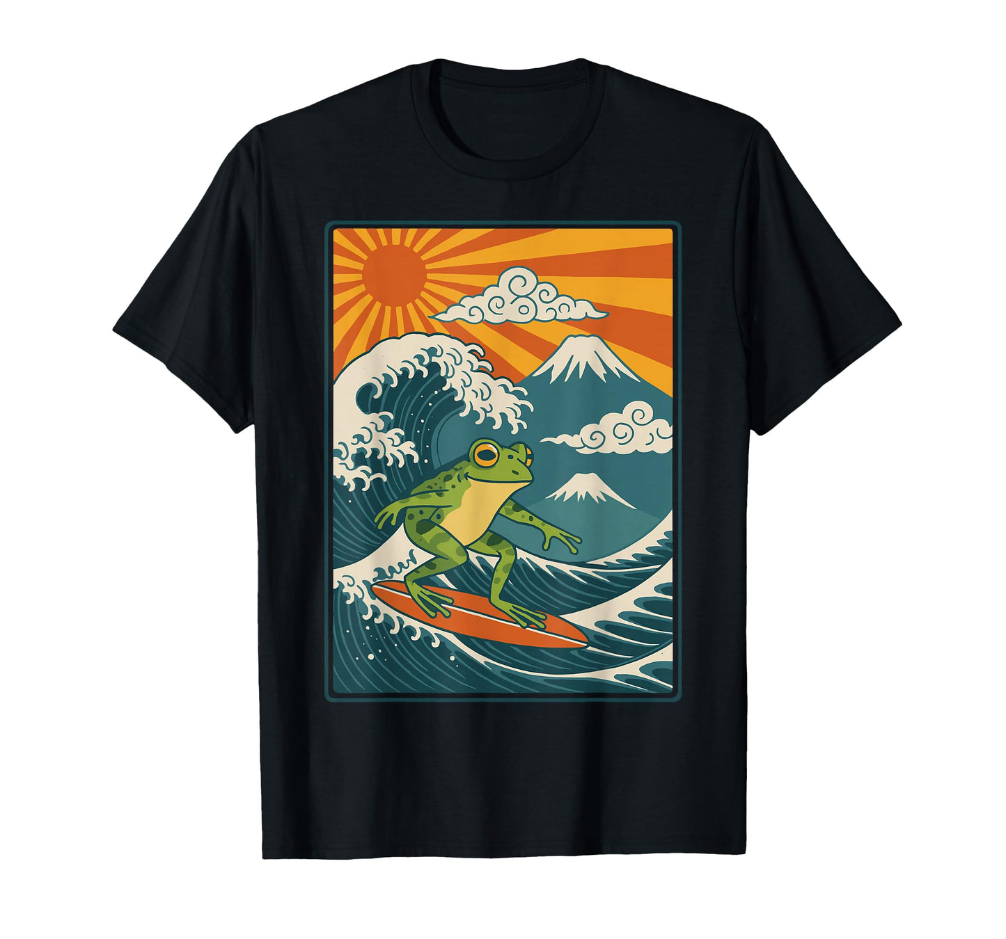 Frog Surfing Japanese T-Shirt