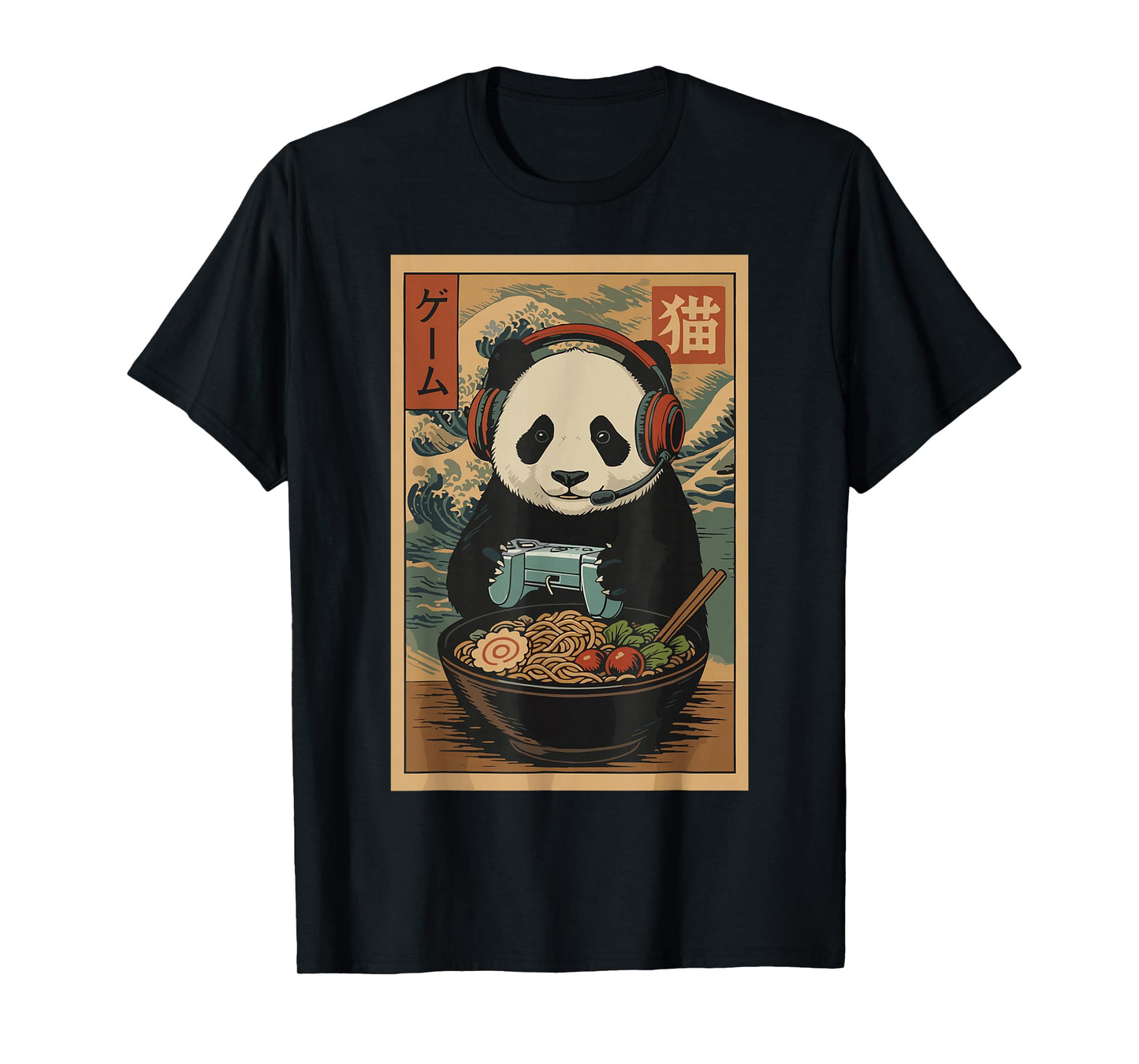 Kawaii Japanese Ramen Panda Retro Gaming Shirts for Men T-Shirt