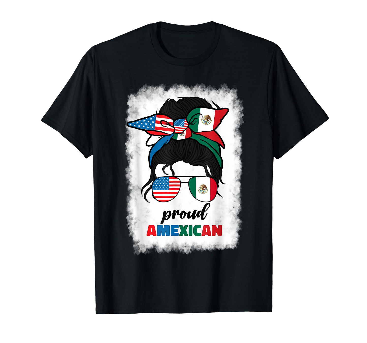 Half Mexican And American Mexico America Usa Flag Girl Funny T-Shirt
