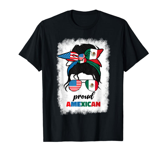 Half Mexican And American Mexico America Usa Flag Girl Funny T-Shirt