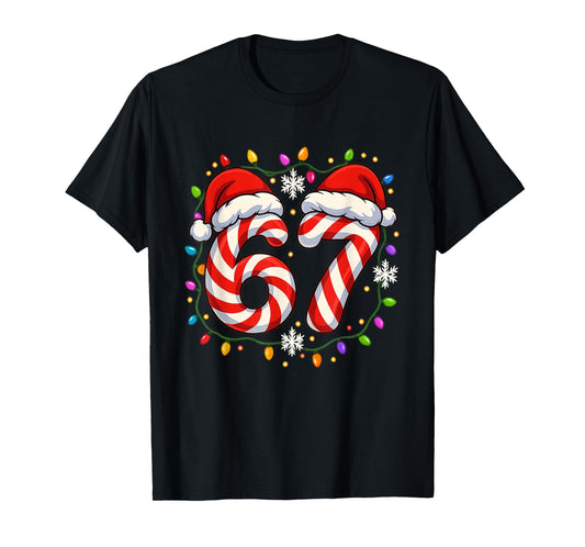 67 Candy Cane Santa Christmas Funny Xmas Lights T-Shirt